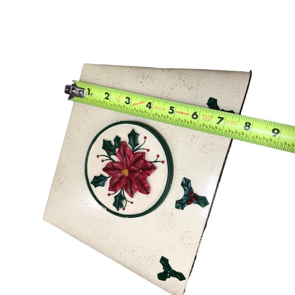 VTG Metal Poinsettia Wall/Door Hanging Planter Pocket Flower Letter Mail Holder - Picture 6 of 10